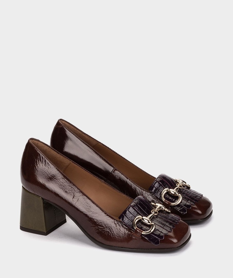 Shoe Pedro Miralles Pumps | Brown Patent Leather Heeled Shoes Venice Castagna