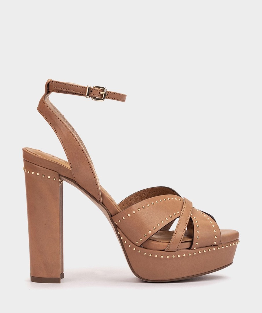 Shoe Pedro Miralles Heeled Sandals | Leather Heeled Sandals Alfa Caramel