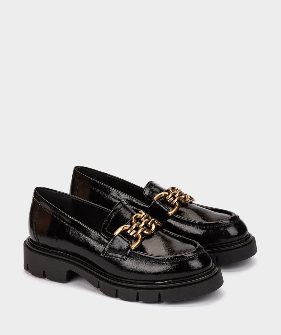 Shoe Pedro Miralles Loafers | Patent Leather Loafers In Black Reflex Negro