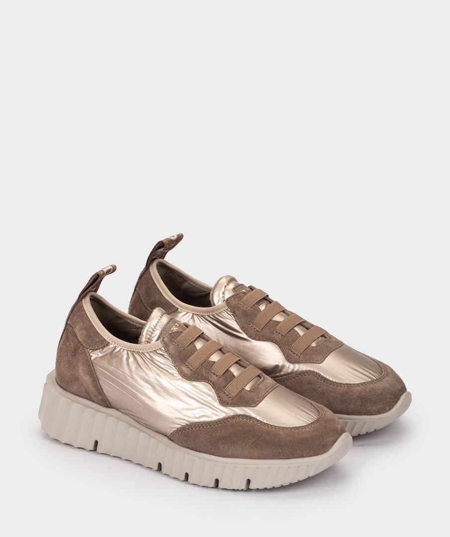 Shoe Pedro Miralles Sneakers | Leather And Textile Slippers Tesla Champagne