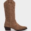 Shoe Pedro Miralles Boots | Mid-Calf Boots In Brown Split Leather Velour Birra