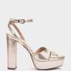 Shoe Pedro Miralles Heeled Sandals | Leather Platform Heeled Sandals Serpiente Metal Platino