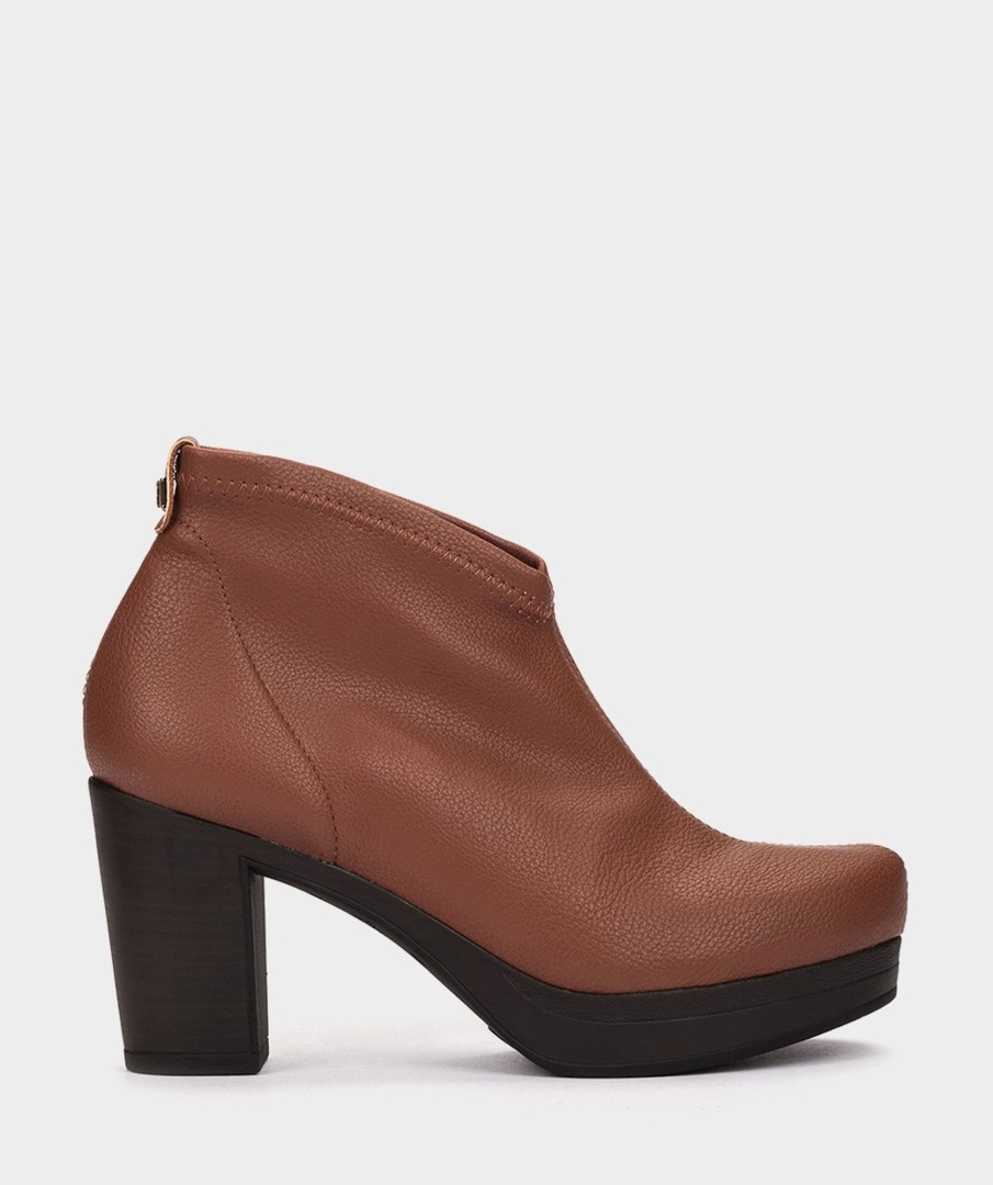 Shoe Pedro Miralles Ankle Boots | Elastic Vegan Leather Ankle Boots In Leather Color Onix Cuero