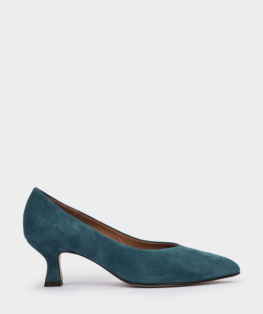 Shoe Pedro Miralles Pumps | Thin-Toe Heeled Shoes Made Of Suede. Amalfi Petroleo