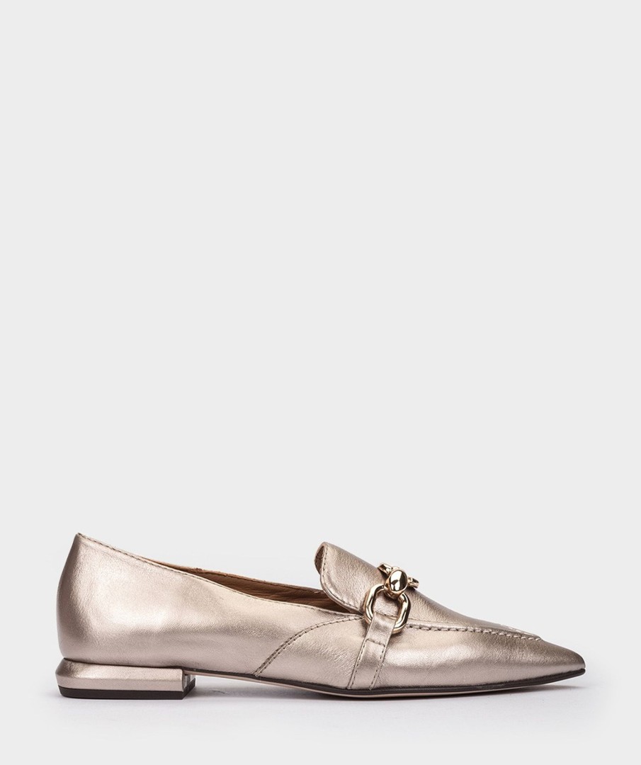 Shoe Pedro Miralles Loafers | Metallic Leather Loafers Napa Metal Humo