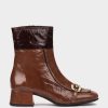 Shoe Pedro Miralles Ankle Boots | Patent Leather Ankle Boots In Leather Colour With Contrasting Piping Venice Polisandro