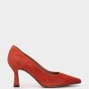 Shoe Pedro Miralles Pumps | Heeled Shoes With A Fine Pointed Toe, Made Of Orange Suede Amalfi Bright