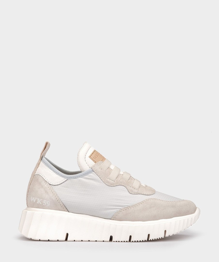 Shoe Pedro Miralles Sneakers | Leather And Fabric Trainers Ripstop Caliza