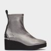 Shoe Pedro Miralles Ankle Boots | Metallic Smoke Stretch Vegan Leather Platform Wedge Ankle Boots Supreme Strech Plomo