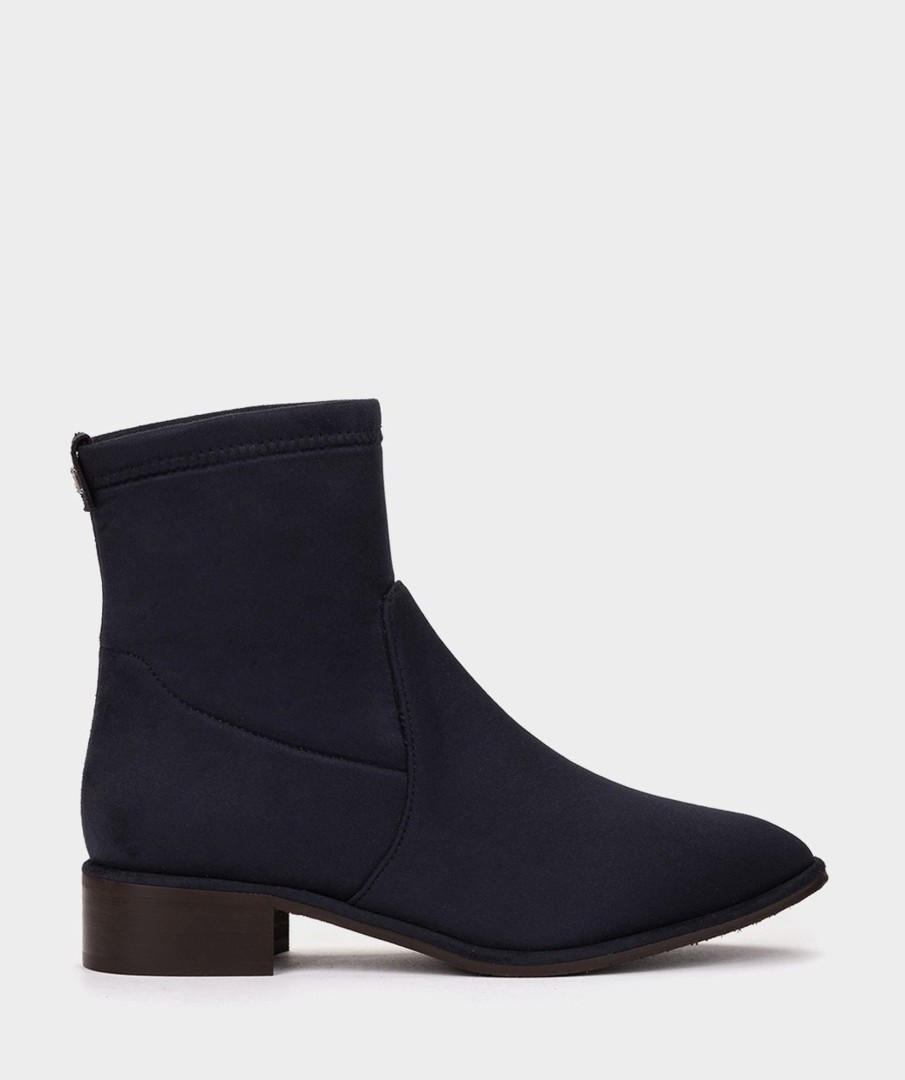 Shoe Pedro Miralles Ankle Boots | Stretchy Vegan Leather Ankle Boots In Navy Blue Ante Strech Marino