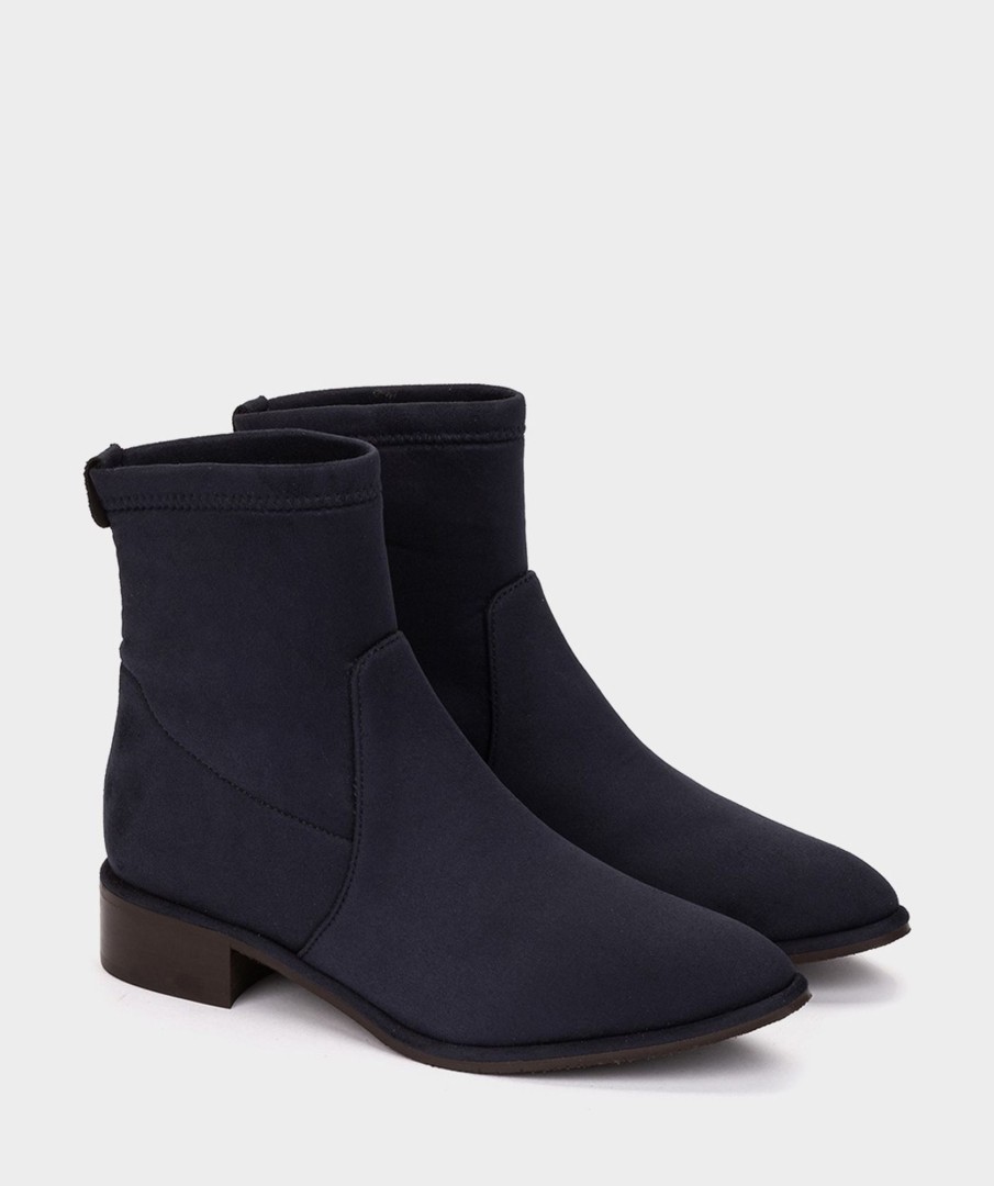 Shoe Pedro Miralles Ankle Boots | Stretchy Vegan Leather Ankle Boots In Navy Blue Ante Strech Marino