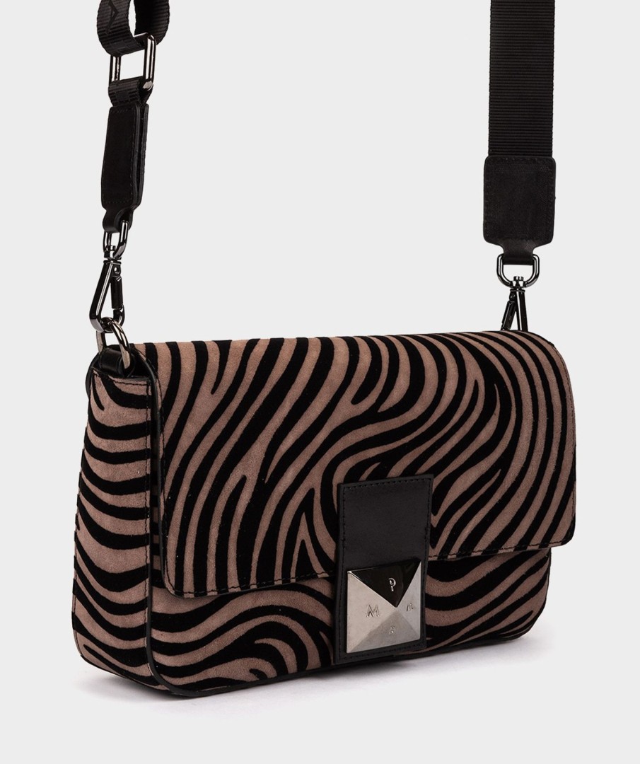 Accessories Pedro Miralles Crossbody Bags | Suede Shoulder Bag. Zebra Acero