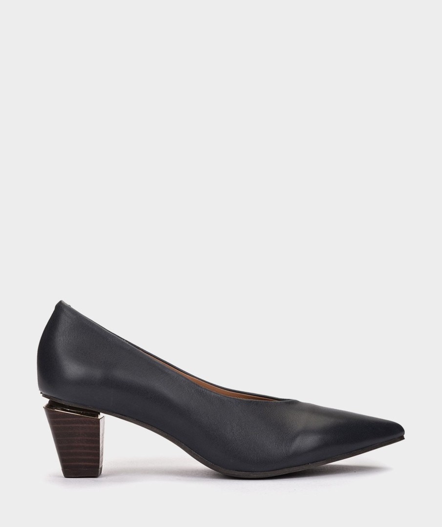 Shoe Pedro Miralles Pumps | Leather High Heels In Navy Blue Colour Seta Navy