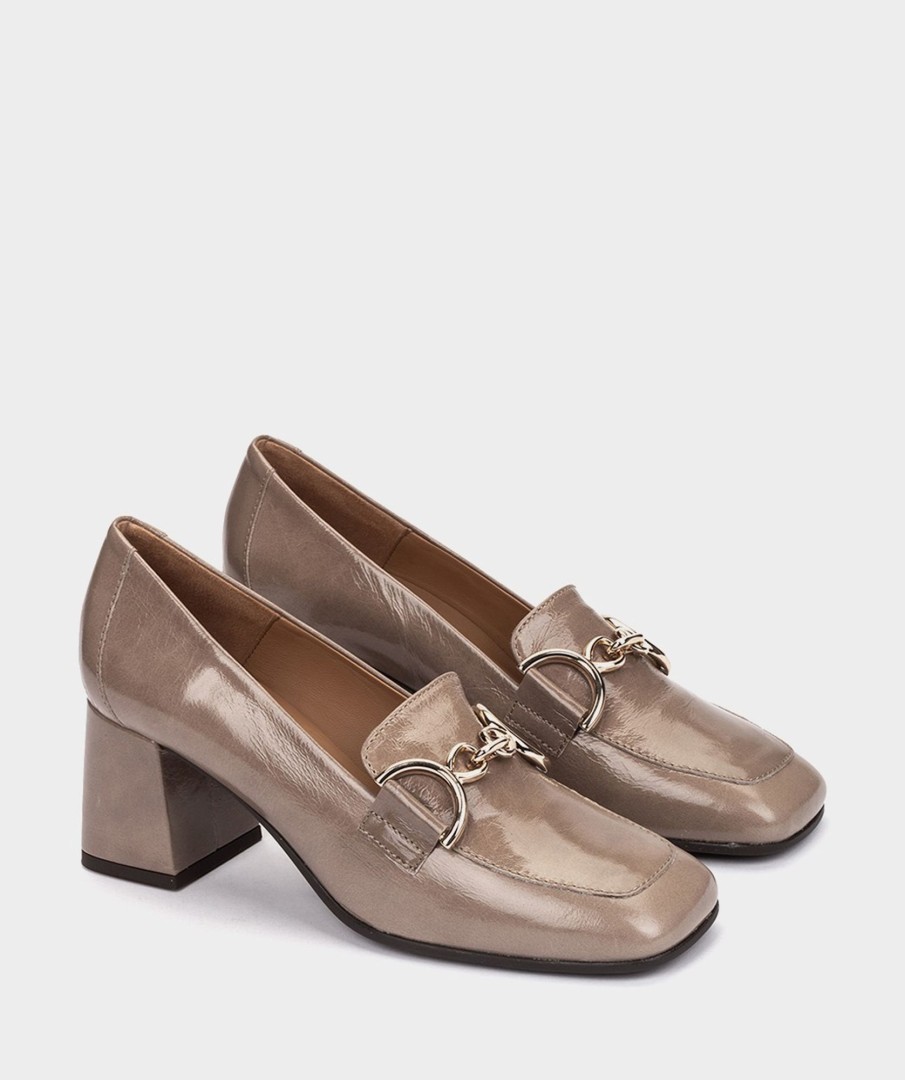 Shoe Pedro Miralles Pumps | Patent Leather High Heels In Taupe Colour Venice Peltro