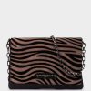 Accessories Pedro Miralles Evening Bags | Sac De Fete En Daim Avec Chaine Zebra Acero