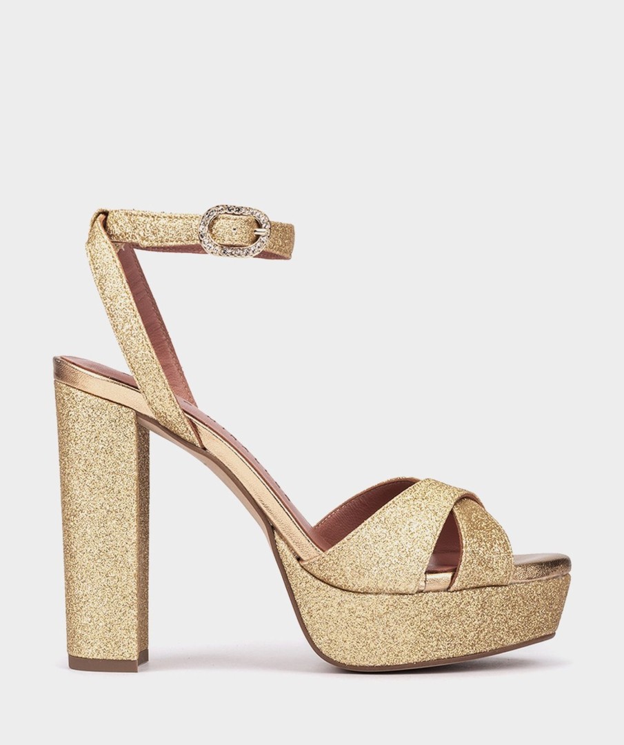 Shoe Pedro Miralles Heeled Sandals | Glitter Heeled Sandals Bright Super Oro