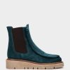 Shoe Pedro Miralles Ankle Boots | Suede Ankle Boots With Elastic Sides In Green Velour Petroleo