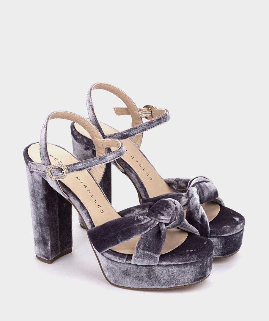 Shoe Pedro Miralles Heeled Sandals | Velvet Heeled Sandals Velvet Malva