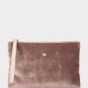 Accessories Pedro Miralles Evening Bags | Velvet Envelope Party Bag With Strap Velvet Nude