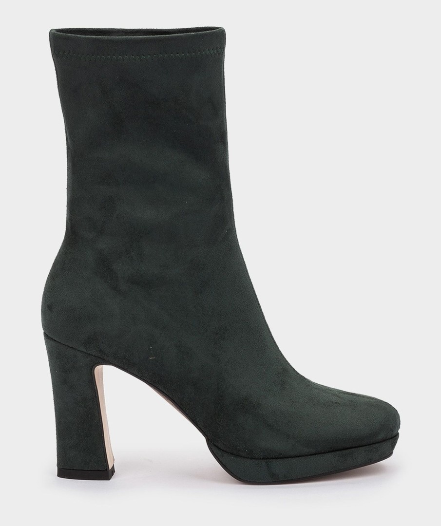 Shoe Pedro Miralles Boots | Mid-Calf Boots In Suede-Effect Fabric Ante Strech Forest