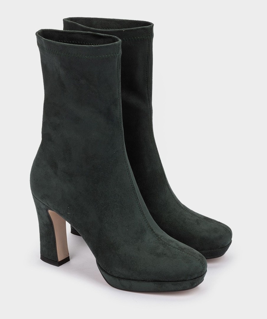 Shoe Pedro Miralles Boots | Mid-Calf Boots In Suede-Effect Fabric Ante Strech Forest